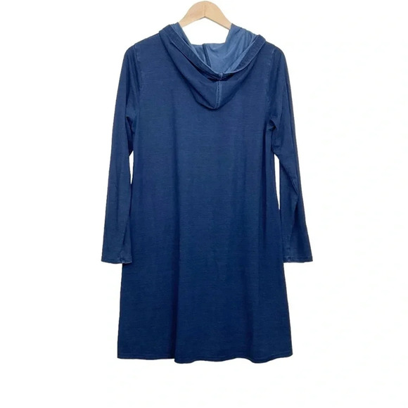 Purejill Indigo Hooded Shirt Dress Long Sleeve Pockets Size Small - Picture 3 of 7
